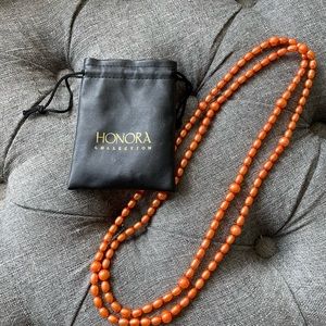 Honora Collection Orange Pearl Neclace 24 inch long strand